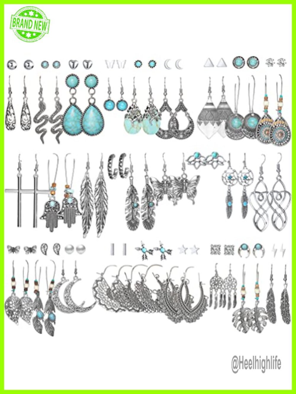 45 Pairs Boho Drop Dangle Earrings Set Zinc French Wire Women